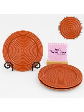 Home Trends Agriduice Orange Embossed Rings Center Oven Safe Salad Plates Set 3